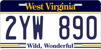 WV license plate 2YW890