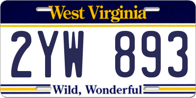 WV license plate 2YW893