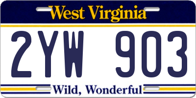 WV license plate 2YW903