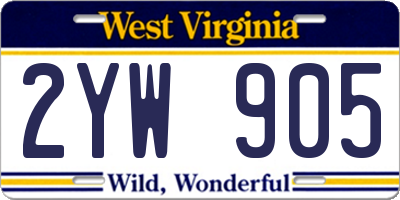 WV license plate 2YW905