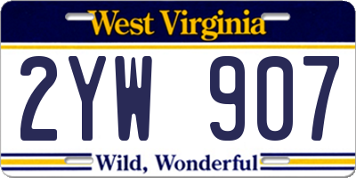 WV license plate 2YW907