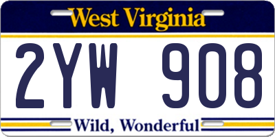 WV license plate 2YW908