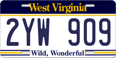 WV license plate 2YW909