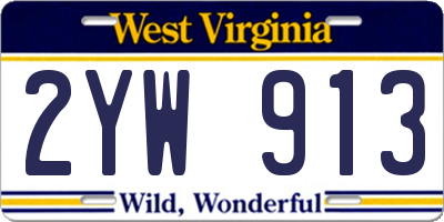 WV license plate 2YW913