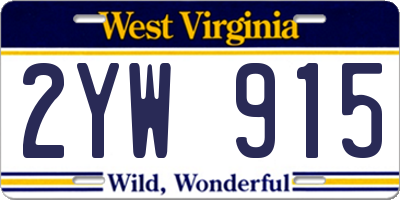 WV license plate 2YW915