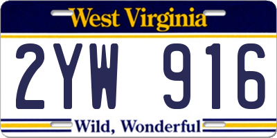 WV license plate 2YW916