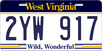 WV license plate 2YW917