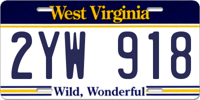 WV license plate 2YW918
