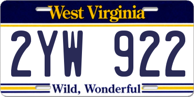 WV license plate 2YW922