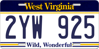 WV license plate 2YW925