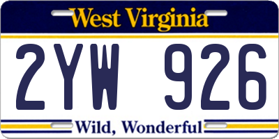 WV license plate 2YW926