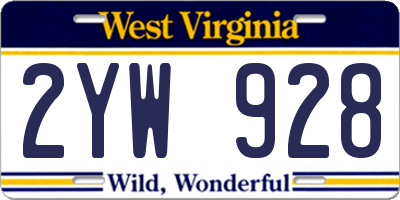 WV license plate 2YW928