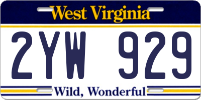 WV license plate 2YW929