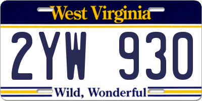 WV license plate 2YW930