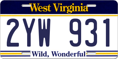 WV license plate 2YW931