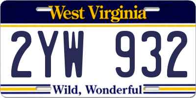 WV license plate 2YW932