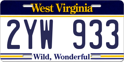 WV license plate 2YW933