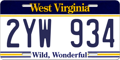 WV license plate 2YW934