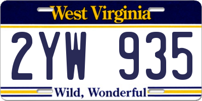 WV license plate 2YW935