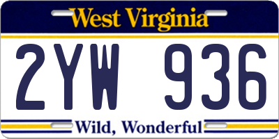 WV license plate 2YW936