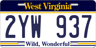 WV license plate 2YW937