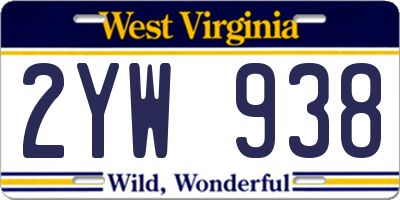 WV license plate 2YW938