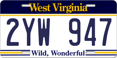 WV license plate 2YW947