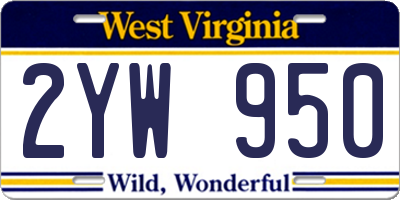 WV license plate 2YW950