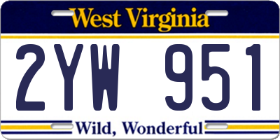 WV license plate 2YW951
