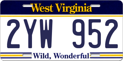 WV license plate 2YW952