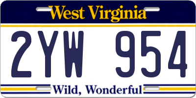 WV license plate 2YW954