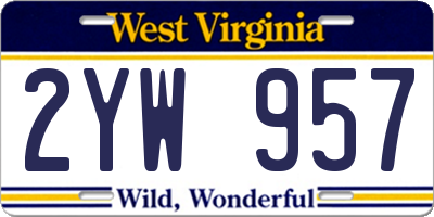 WV license plate 2YW957