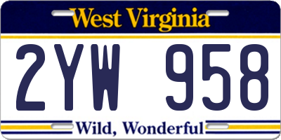 WV license plate 2YW958