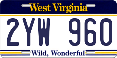 WV license plate 2YW960
