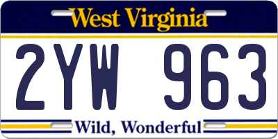 WV license plate 2YW963