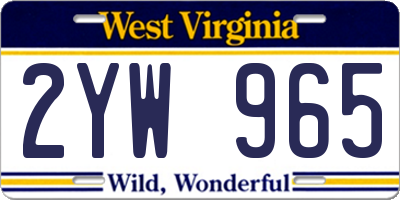 WV license plate 2YW965