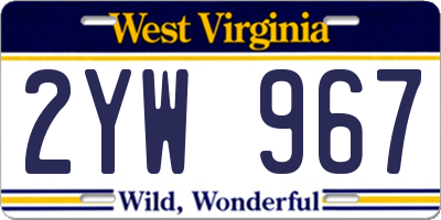 WV license plate 2YW967