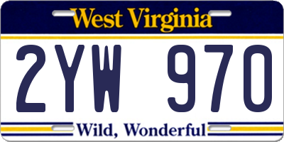 WV license plate 2YW970