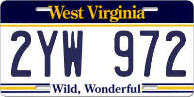 WV license plate 2YW972