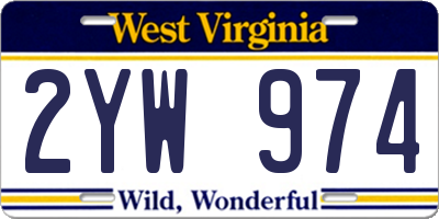 WV license plate 2YW974