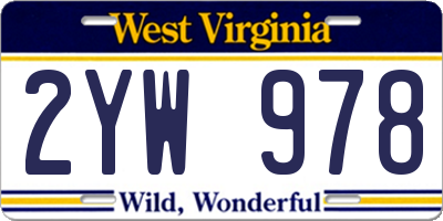 WV license plate 2YW978