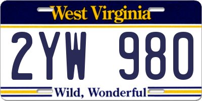 WV license plate 2YW980