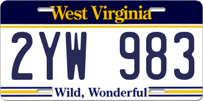 WV license plate 2YW983