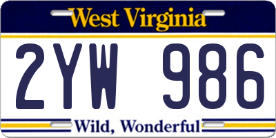 WV license plate 2YW986