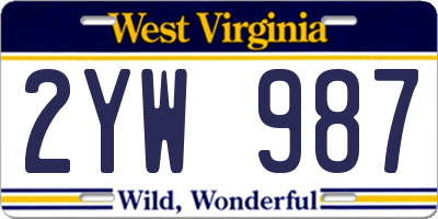 WV license plate 2YW987