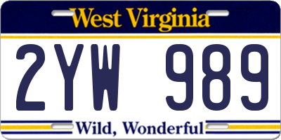 WV license plate 2YW989
