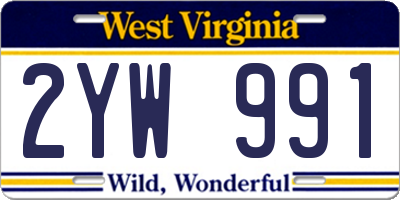 WV license plate 2YW991
