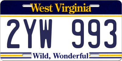 WV license plate 2YW993