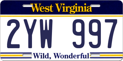 WV license plate 2YW997