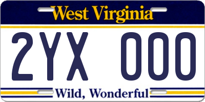 WV license plate 2YX000